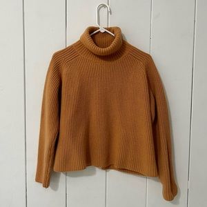 Banana Republic 100% wool chunky winter Turtleneck Sweater mustard yellow Sz L